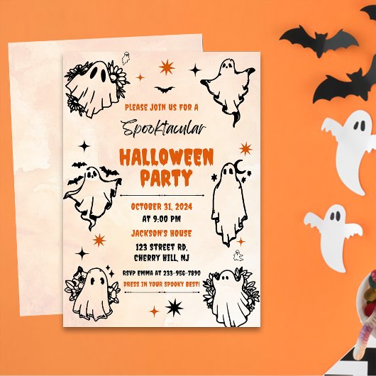 Spooky Halloween Cute Ghost Party Kaart