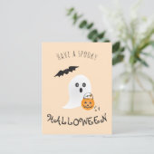 Spooky Halloween Cute Ghost Trick of Treking Briefkaart (Staand voorkant)