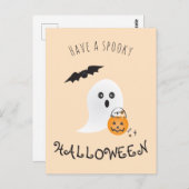 Spooky Halloween Cute Ghost Trick of Treking Briefkaart (Voorkant / Achterkant)