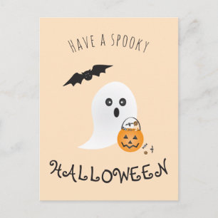 Spooky Halloween Cute Ghost Trick of Treking Briefkaart