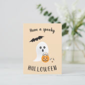 Spooky Halloween Cute Ghost Trick of Treo Briefkaart (Staand voorkant)
