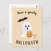 Spooky Halloween Cute Ghost Trick of Treo Briefkaart (Voorkant / Achterkant)