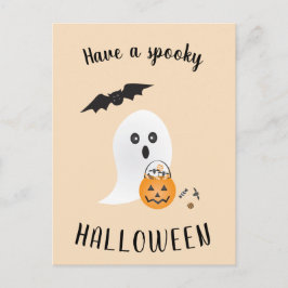 Spooky Halloween Cute Ghost Trick of Treo Briefkaart