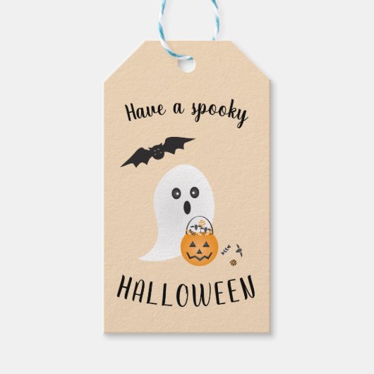 Spooky Halloween Cute Ghost Trick of Treo Cadeaulabel (Voorkant)