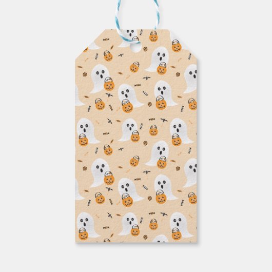 Spooky Halloween Cute Ghost Trick of Treo Cadeaulabel (Achterkant)