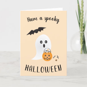 Spooky Halloween Cute Ghost Trick of Treo Feestdagen Kaart
