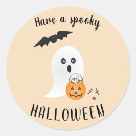 Spooky Halloween Cute Ghost Trick of Treo Ronde Sticker
