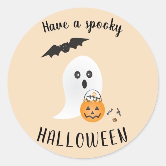 Spooky Halloween Cute Ghost Trick of Treo Ronde Sticker (Voorkant)