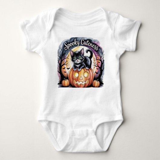 Spooky Halloween Cuteness Kitten, Halloween Kitten Romper (Voorkant)