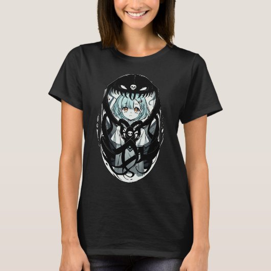 Spooky Halloween Dark Art Monster Skull T-shirt (Voorkant)
