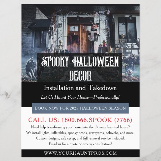 Spooky Halloween Decoration Service Flyer Sjabloon (Voorkant)