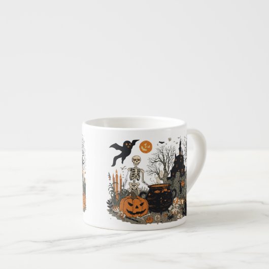 Spooky Halloween  Design – Ghost, Pumpkin Espresso Kop (Voorkant rechts)