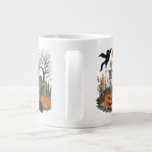 Spooky Halloween  Design – Ghost, Pumpkin Grote Koffiekop (Achterkant)