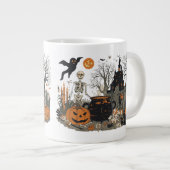 Spooky Halloween  Design – Ghost, Pumpkin Grote Koffiekop (Voorkant rechts)
