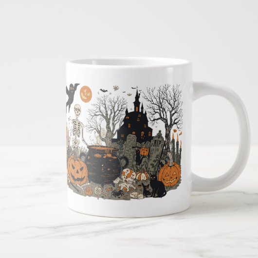 Spooky Halloween  Design – Ghost, Pumpkin Grote Koffiekop (Rechts)