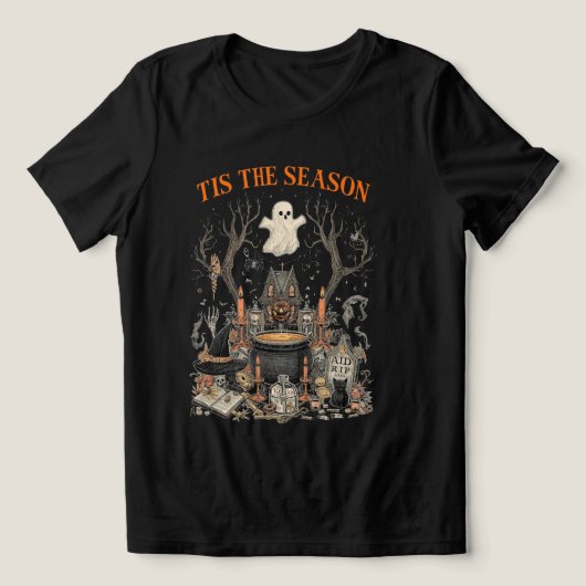 Spooky Halloween  Design – Ghost, Pumpkin Tri-Blend Shirt (Design voorkant)