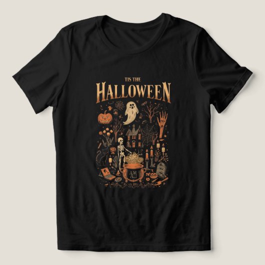 Spooky Halloween  Design – Ghost, Pumpkin Tri-Blend Shirt (Design voorkant)