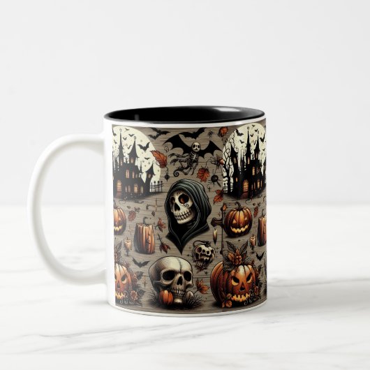 Spooky Halloween Design - Perfect voor al uw Ha Tweekleurige Koffiemok (Links)