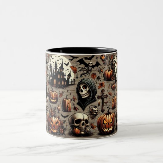 Spooky Halloween Design - Perfect voor al uw Ha Tweekleurige Koffiemok (Center)