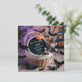 Spooky Halloween digitale zwangerschapsaankondigin Kaart (Staand voorkant)