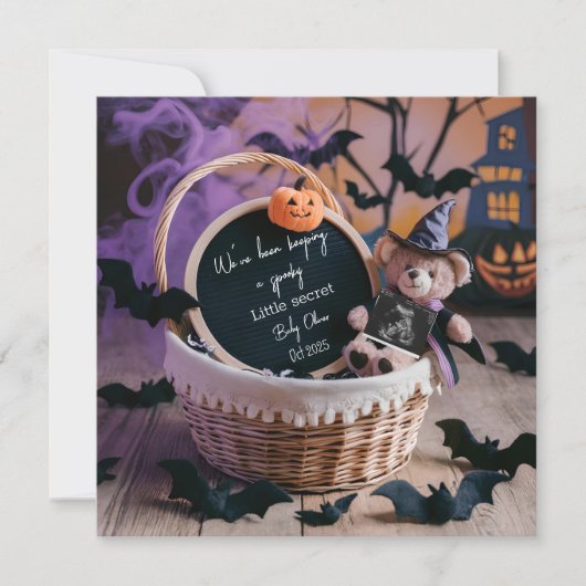 Spooky Halloween digitale zwangerschapsaankondigin Kaart (Voorkant)