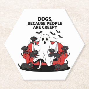 Spooky Halloween Dog Spooky Ghost 23 Kartonnen Onderzetters