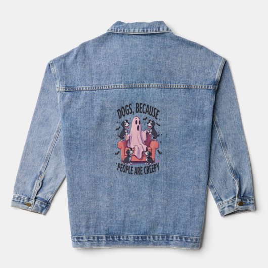 Spooky Halloween Dog Spooky Ghost (2) Denim Jacket (Achterkant)