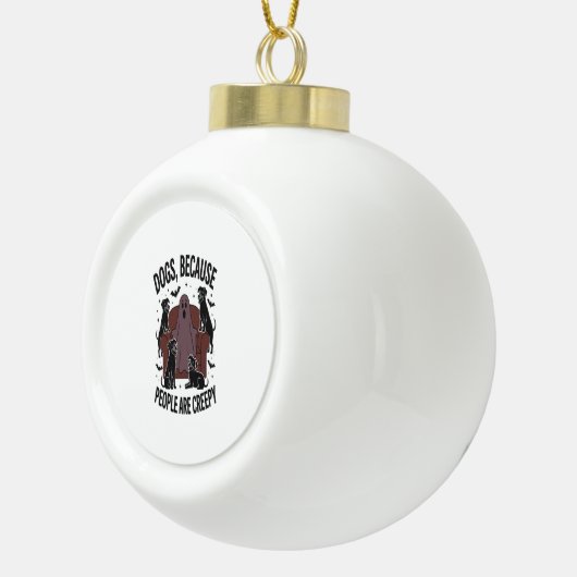 Spooky Halloween Dog Spooky Ghost 2 Keramische Bal Ornament (Rechts)