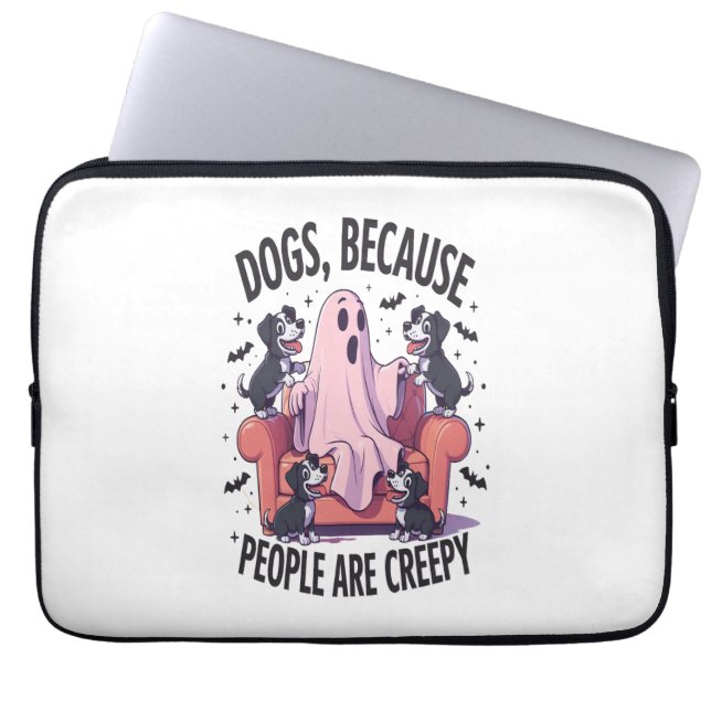 Spooky Halloween Dog Spooky Ghost (2) Laptop Sleeve (Voorkant)