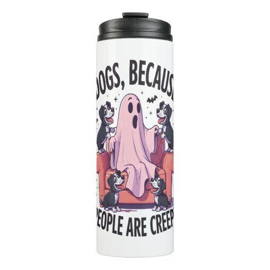 Spooky Halloween Dog Spooky Ghost (2) Thermosbeker (Voorkant)