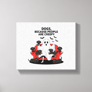 Spooky Halloween Dog Spooky Ghost Canvas Afdruk