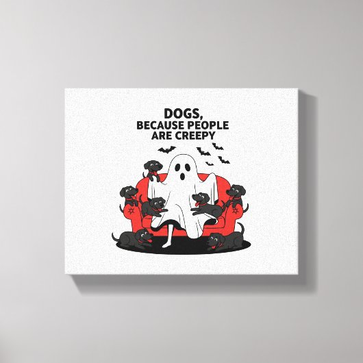 Spooky Halloween Dog Spooky Ghost Canvas Afdruk (Voorkant)
