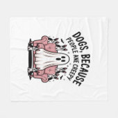 Spooky Halloween Dog Spooky Ghost Fleece Deken (Voorkant (Horizontaal))