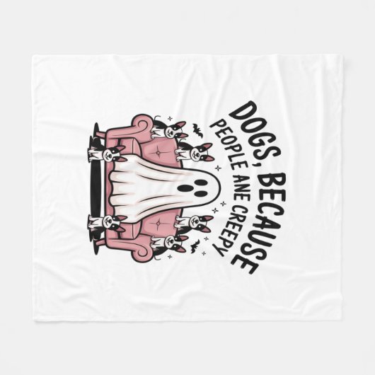 Spooky Halloween Dog Spooky Ghost Fleece Deken (Voorkant (Horizontaal))