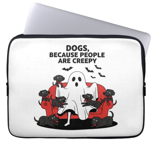 Spooky Halloween Dog Spooky Ghost Laptop Sleeve (Voorkant)