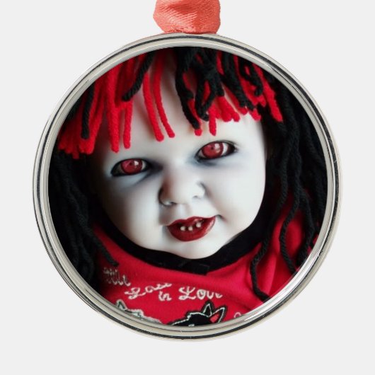 Spooky Halloween Doll Metalen Ornament (Voorkant)