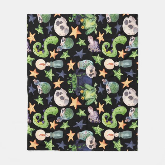 Spooky Halloween: donker handgetekend patroon. Fleece Deken (Voorkant)