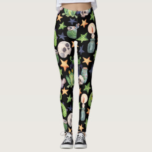 Spooky Halloween: donker handgetekend patroon. Leggings