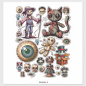 Spooky Halloween donkere horror ART Collage blad Sticker (Vel)