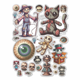 Spooky Halloween donkere horror ART Collage blad Sticker
