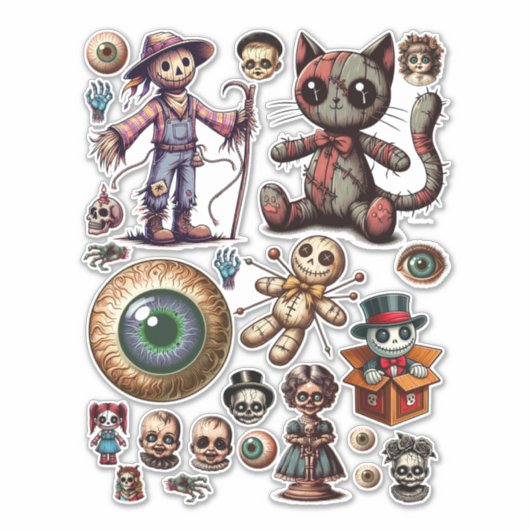 Spooky Halloween donkere horror ART Collage blad Sticker (Voorkant)