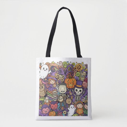 Spooky Halloween Doodle Tote Bag (Voorkant)