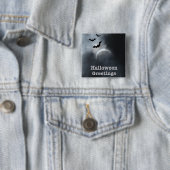 Spooky Halloween Eclipse Greetings Vierkante Button 5,1 Cm (In situ)