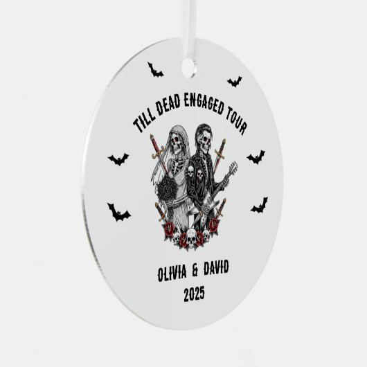 Spooky Halloween Engaged Rock Skeleton Metalen Ornament (Voorkant Rechts)