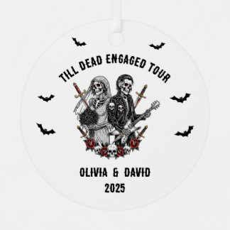 Spooky Halloween Engaged Rock Skeleton Metalen Ornament