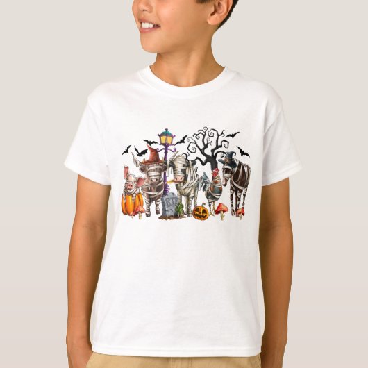 Spooky Halloween Farm Dieren T-shirt (Voorkant)