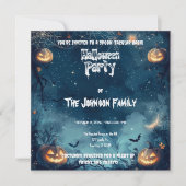 Spooky Halloween-feest met gloeiende pompoenen en Kaart (Voorkant)