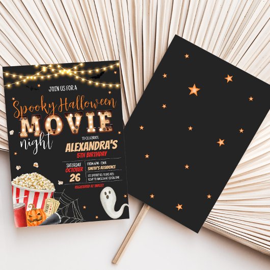 Spooky Halloween Film Night Verjaardagsfeest Kaart