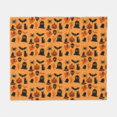 Spooky Halloween Fleece Blanket – Zwart & Sinaasap Deken (Voorkant (Horizontaal))