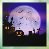 Spooky Halloween Full Moon Haunted Mansion Raamsticker (Vel 3)